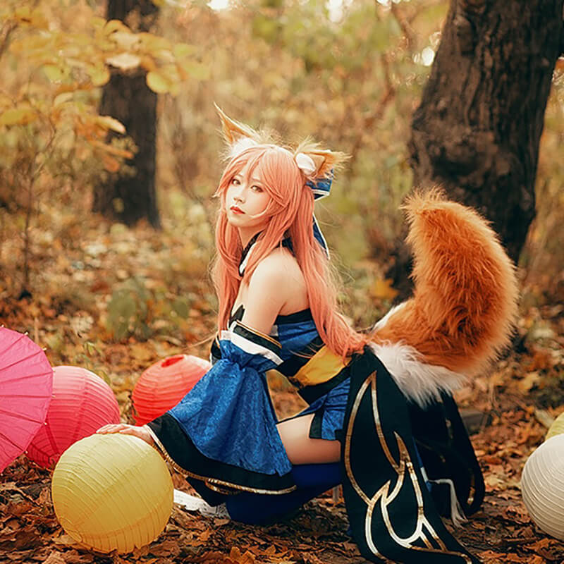 Femboy cosplay wear sexy fox ears and tail set