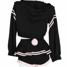 Femboy black crop hoodie and mico skirt set back