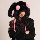 Femboy wear a cute black floppy bunny ears hat