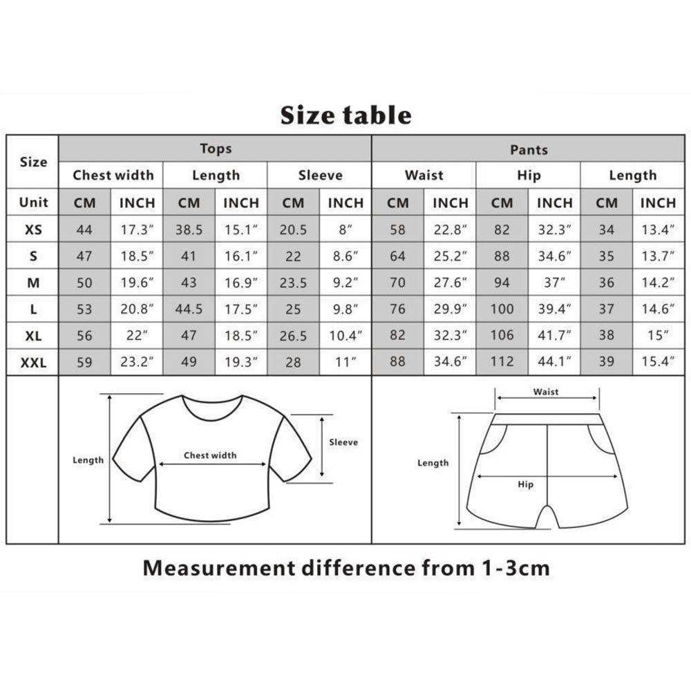 Femboy dolphin short and crop top set size charts