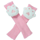 Pink cat paw plushie arm warmer on a white background