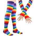 Rainbow Thigh High Socks Gloves Set - Femboy Fashion