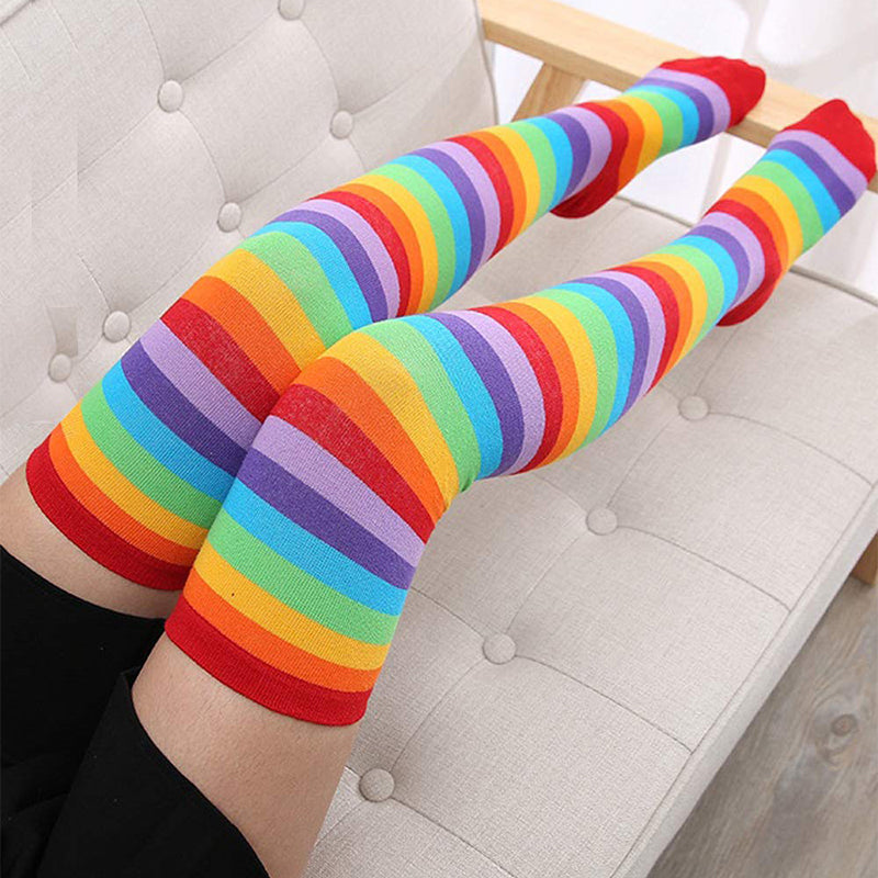 Rainbow Thigh High Socks Gloves Set - Femboy Fashion