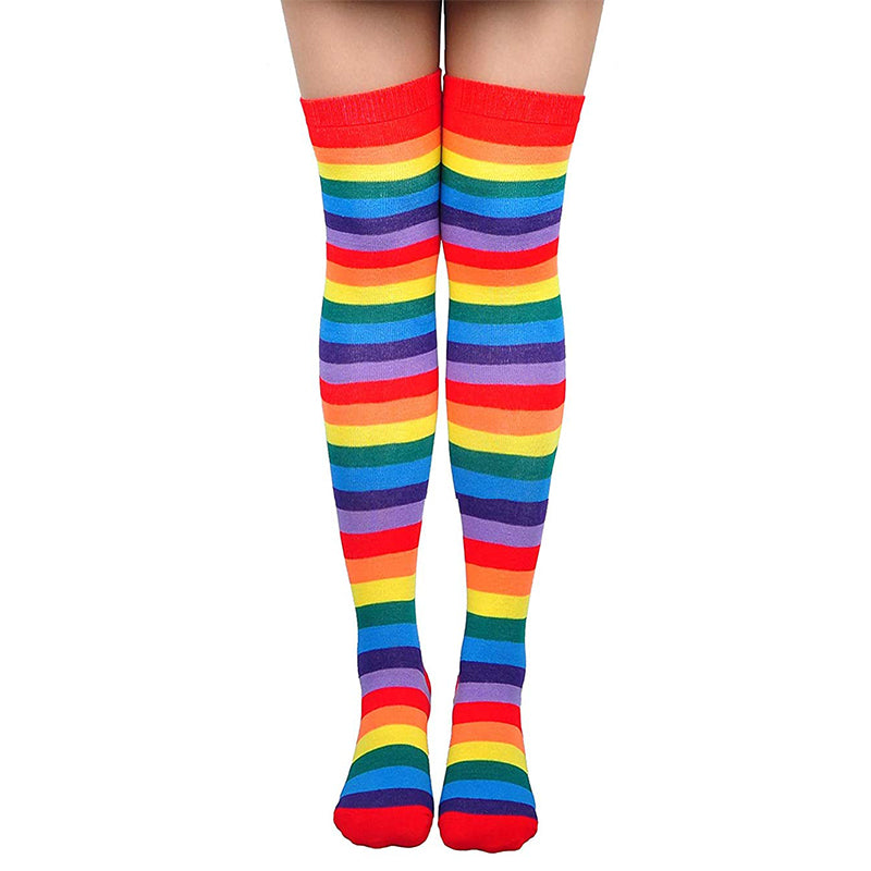 Rainbow Thigh High Socks Gloves Set - Femboy Fashion