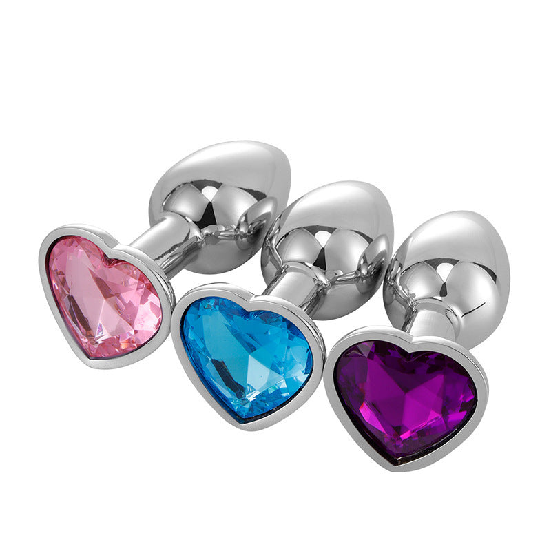 Femboy heart jewel butt plug set pink blue purple