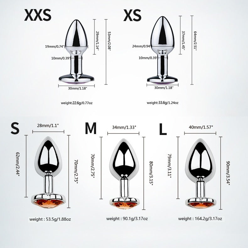 Femboy heart jewel butt plug set size