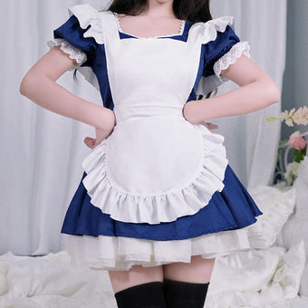 Navy Lolita Cosplay Femboy Maid Dress Set