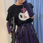 Black And Purple Striped Arm Warmers - Femboy Fashion