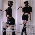 Femboy In Black Dolphin Short And Crop Top Set