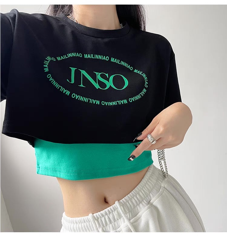 Femboy wear a black fashion tank top with crop top