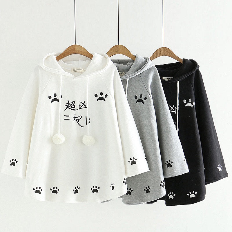 Femboy in black femboy anime print oversize hoodie