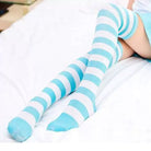 Femboy Wear Blue And White Striped Thigh High Socks