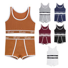 Femboy in brown cute sport tank and boyshorts set femboy fashion