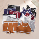 Femboy in brown sexy sport tank and boyshorts set femboy fashion