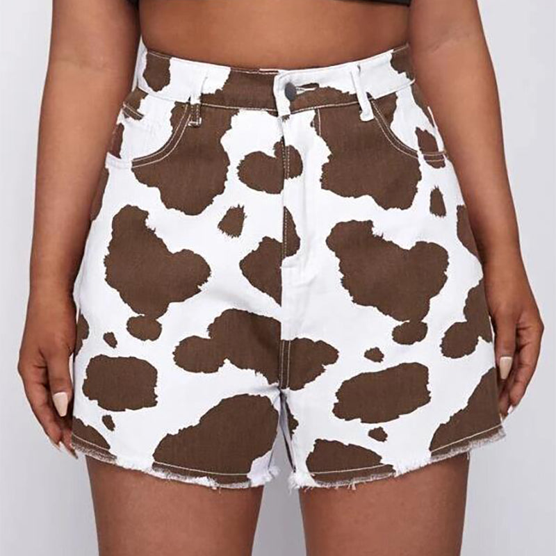 Femboy in Coffee And White Cow Print Short Front - Femboy Fashion