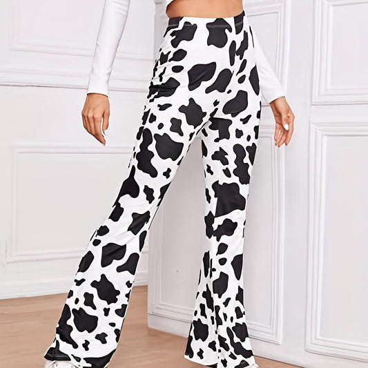 Femboy in Cow Print Flare Pant - Femboy Fashion