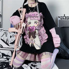 Femboy in femboy anime print long sleeve top for femboy