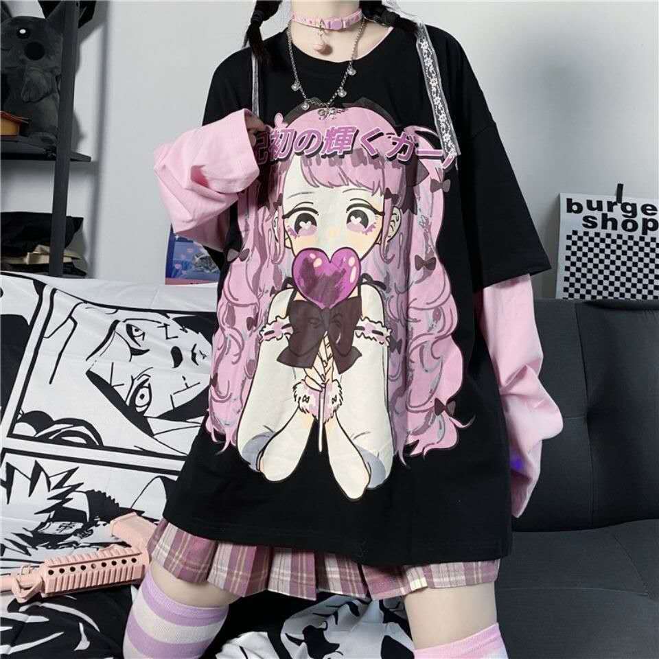 Femboy in femboy anime print long sleeve top