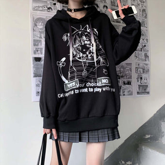 Anime Print Oversize Femboy Hoodie