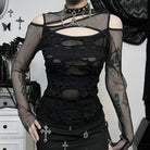 Femboy Wear A Gothic Black Ripped Fishnet T-shirt - Femboy Fashion