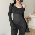 Long Sleeve Off Shoulder Top Grey - Femboy Fashion