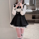 Femboy wear a jirai kei black dress set