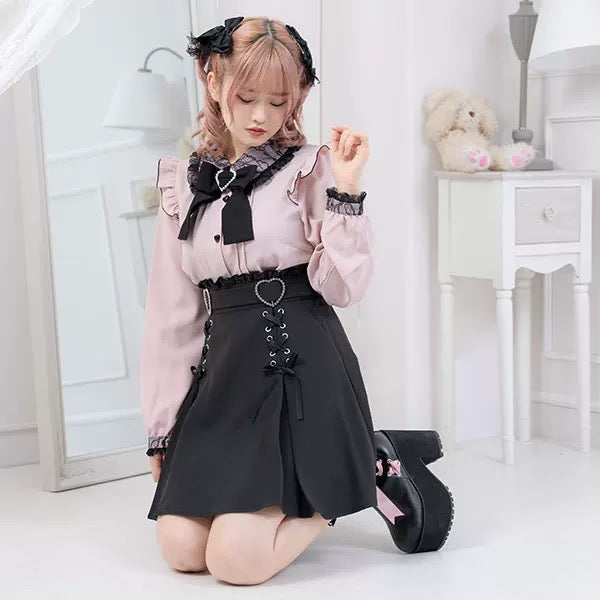 Femboy in Jirai Kei Lace Up Skirt