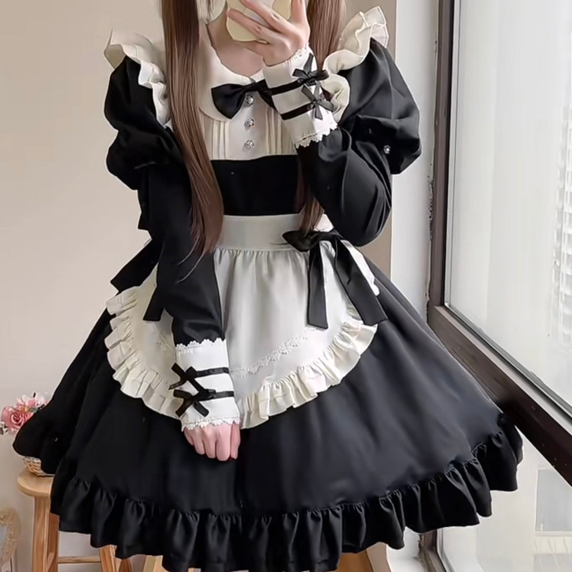 Long Sleeve Black Maid Dress - Femboy Fashion