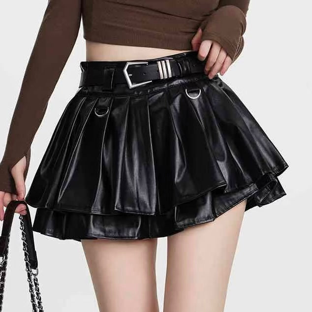 Femboy in low waisted black mini skirt