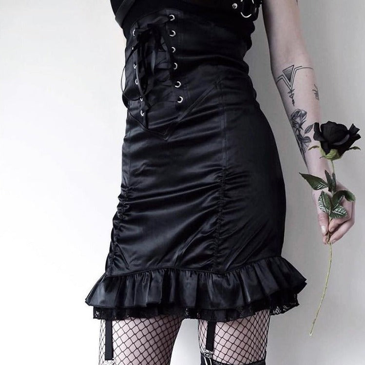 Black Gothic Corset Skirt - Femboy Fashion