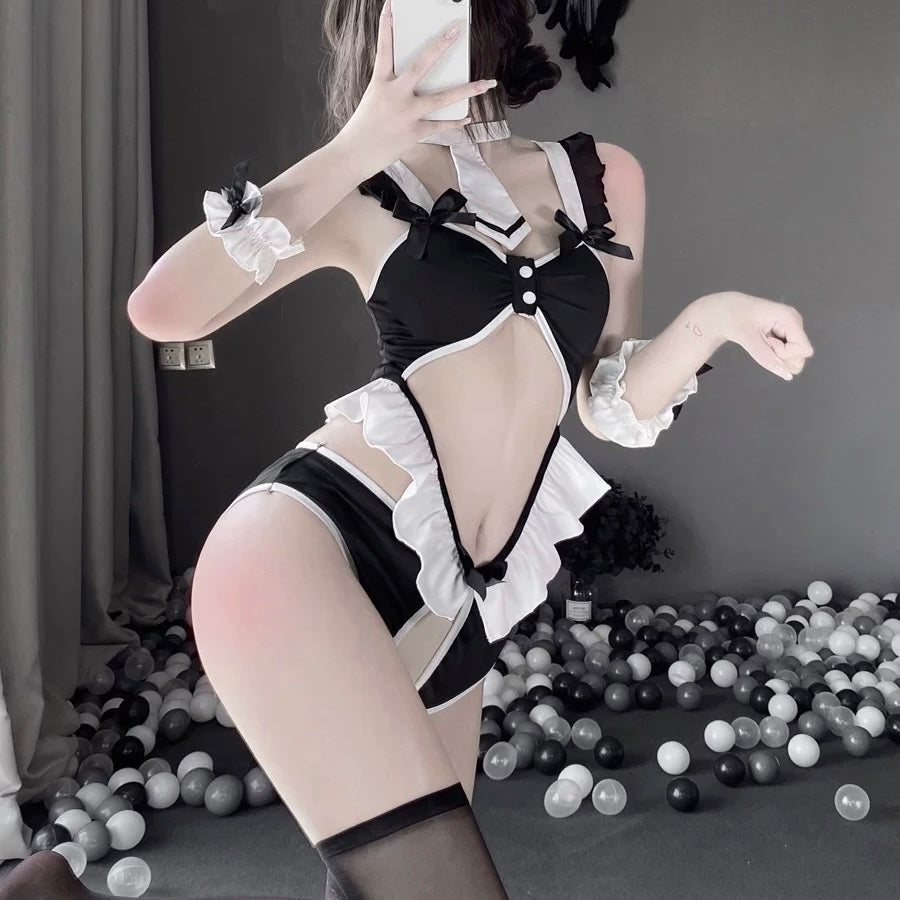 Femboy in sexy bunny crotchless lingerie