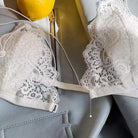 Femboy in sexy french lace thin strap bra detail