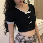 Sweet Bow Black Crop Tee - Femboy Fashion