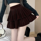 Femboy in sweet chocolate brown cake skirt with black top