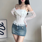 White Lace Off Shoulder Top - Femboy Fashion