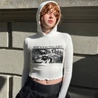 Femboy in White Printed Long Sleeve T Shirt Hoodie - Femboy Fashion