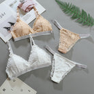 Femboy Lace Panties And Bra Set White And Nude - Femboy Fashion