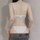 Femboy Lace Panties And Bra Set White - Femboy Fashion