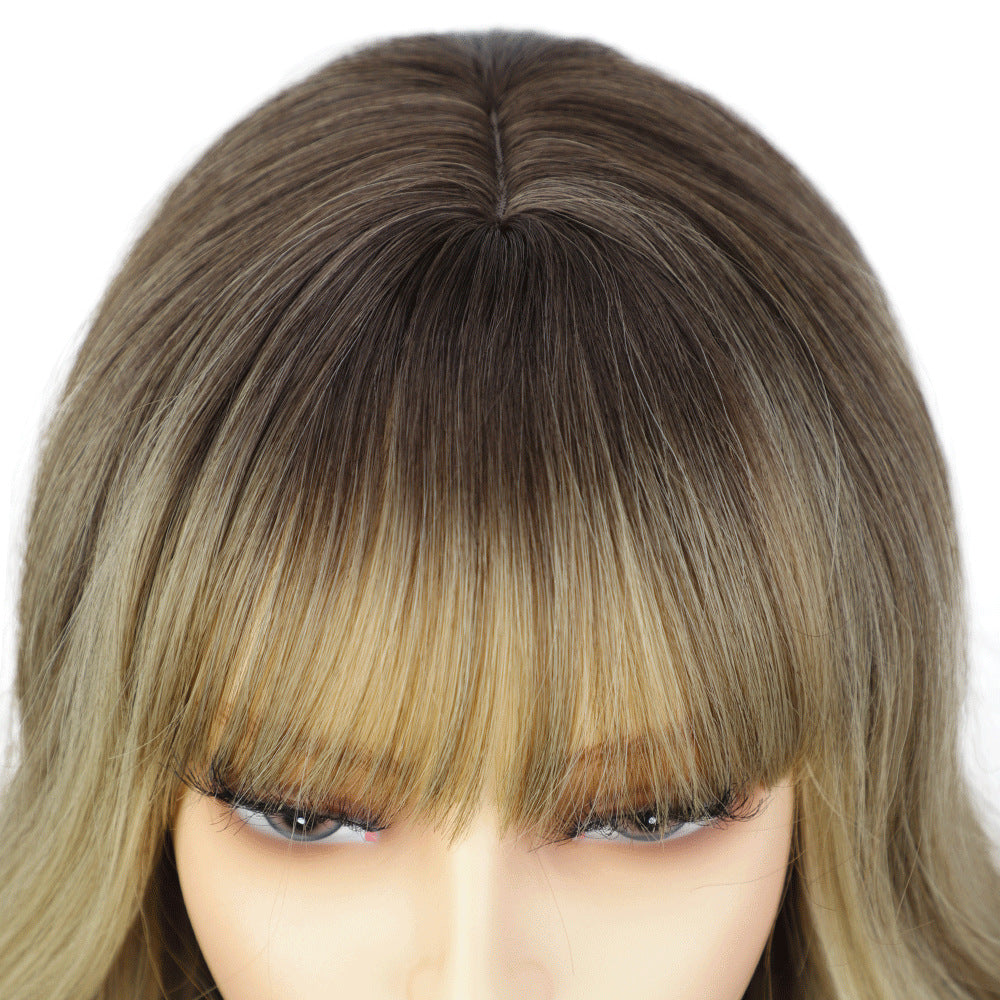 Femboy Light Brown To Blonde Ombre Body Wave Wig Bang Detail - Femboy Fashion