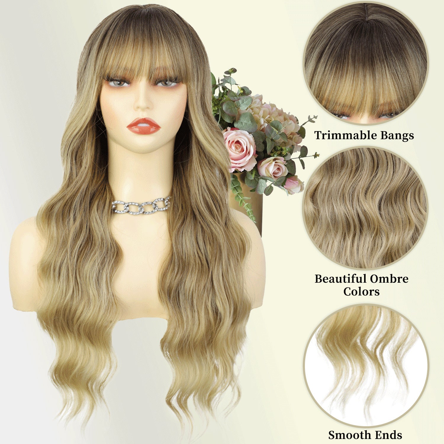 Femboy Light Brown To Blonde Ombre Body Wave Wig Detail - Femboy Fashion