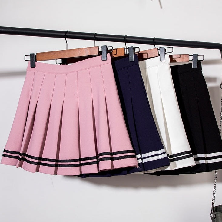 Femboy Pleated Skirt With Stripes - Femboy Fashion