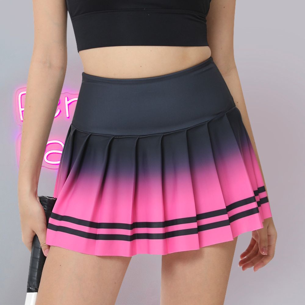 Black/Rose femboy pleated workout skirt with stripes