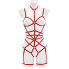 Femboy red wear full body elastic harness