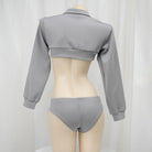 Femboy sexy sport crop top and short gray back