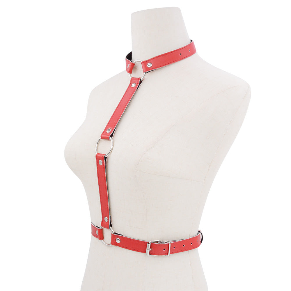 Femboy sexy punk leather body harness femboy fashion