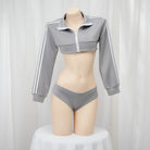 Femboy sexy sport crop top and short gray set