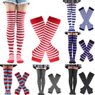 Femboy striped thigh highs and arm warmer set