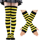 Femboy striped thigh highs and arm warmers set black and yellow