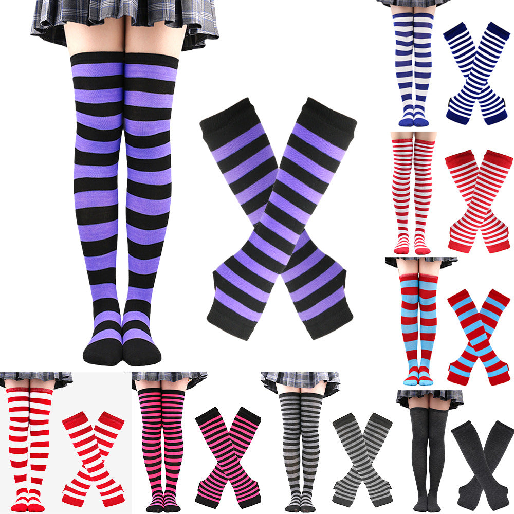 Femboy striped thigh highs and arm warmers set for sale