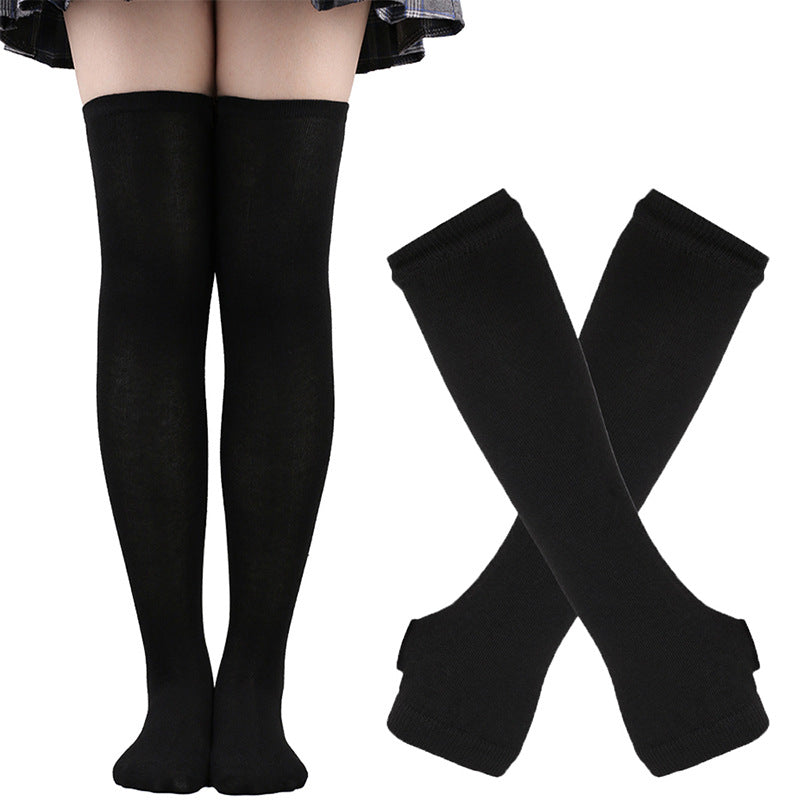 Femboy thigh highs and arm warmers set black